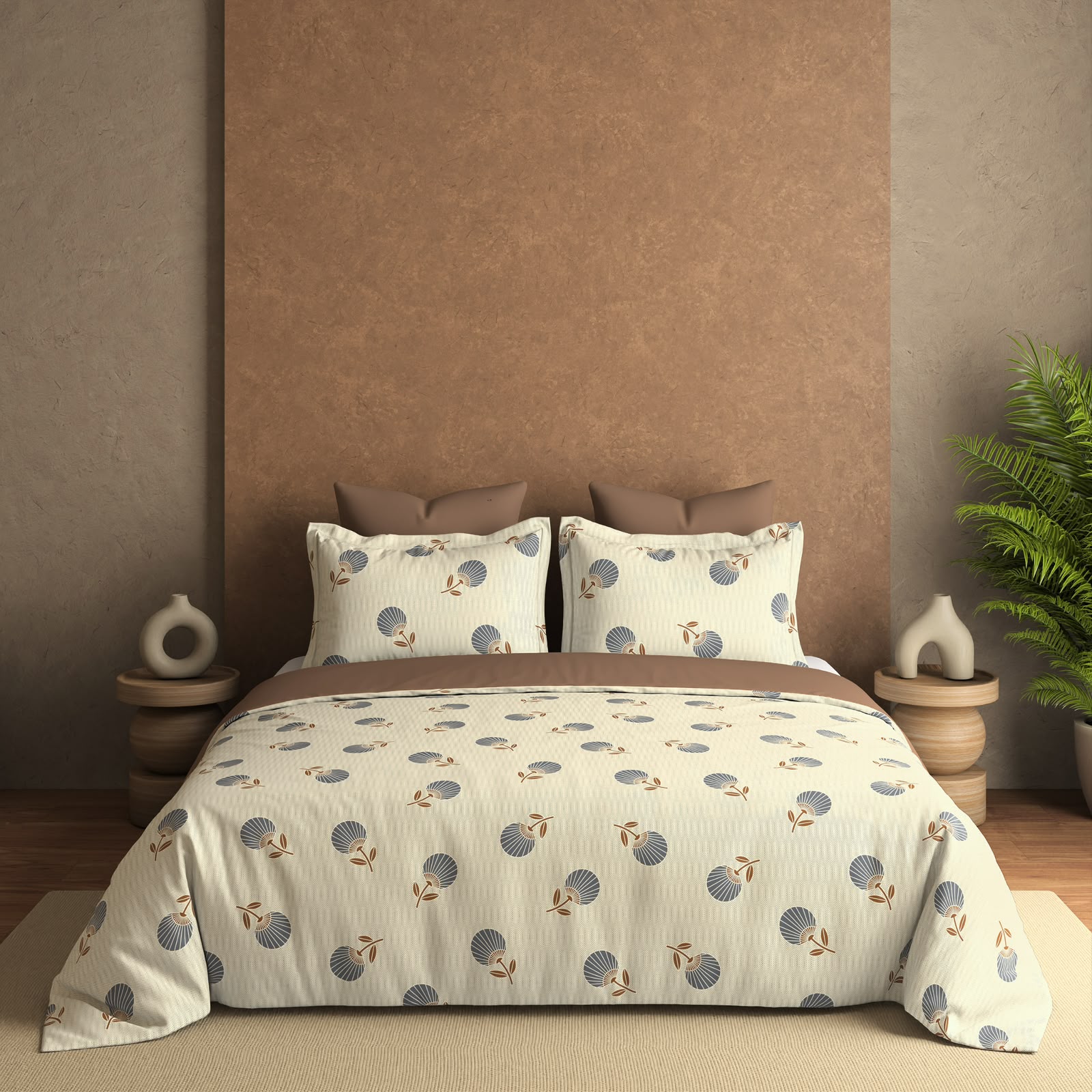 Beige Floral Bedsheet Set