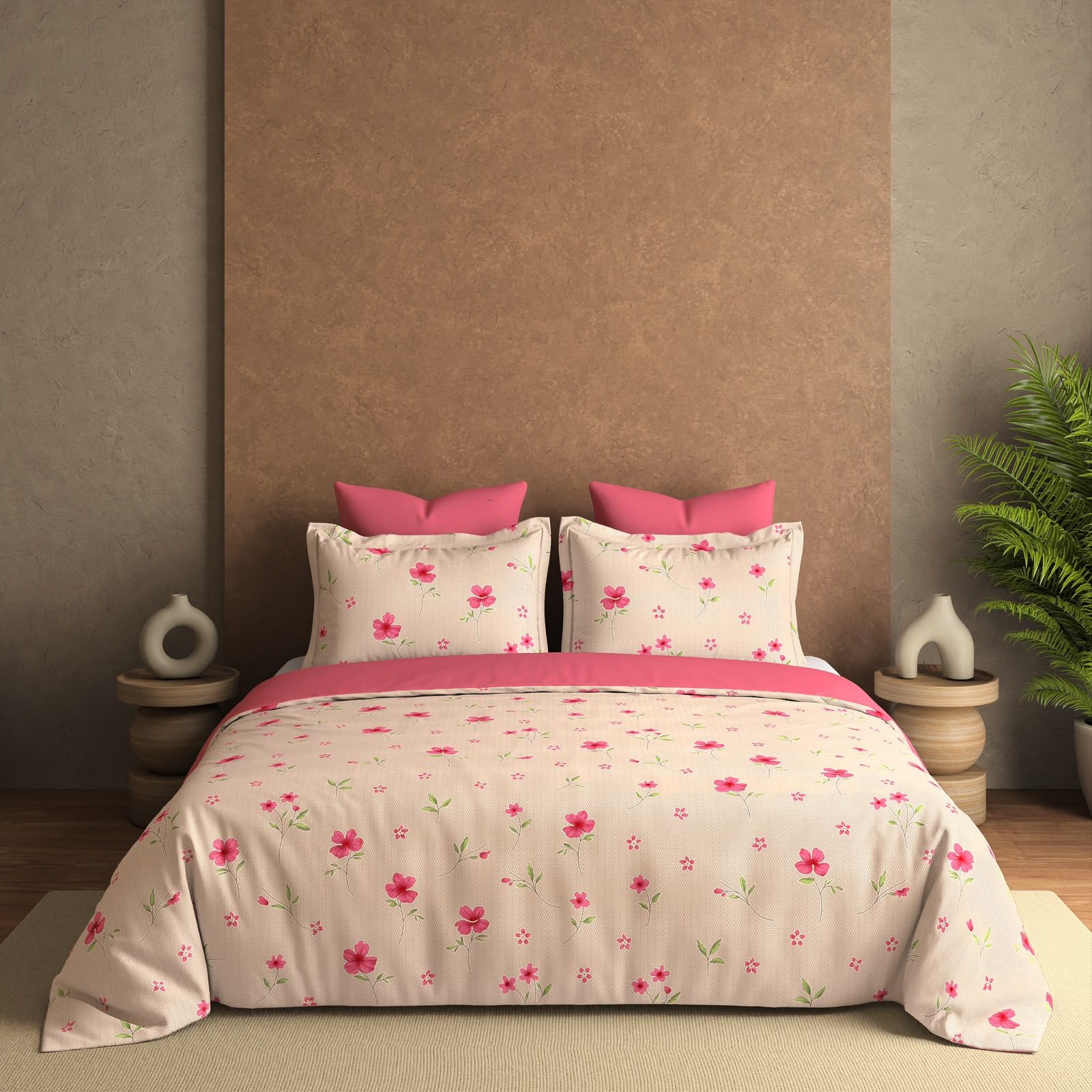 Pink Floral Bedsheet Set